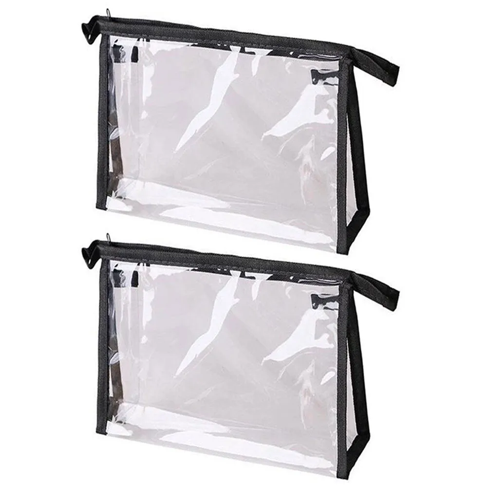2 Pc Beauty Bag Clutch Cosmetic Case Makeup Clear Storage Organizer Pouch Purse