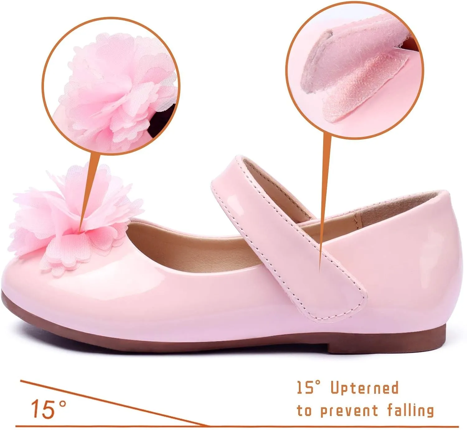 ADAMUMU Toddler Dress Shoes Flower Girl Shoes for Weeding Cute Toddler Mary Jane Shoes Lace Flore Ballet Flat for Walking, Jumping
