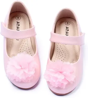 ADAMUMU Toddler Dress Shoes Flower Girl Shoes for Weeding Cute Toddler Mary Jane Shoes Lace Flore Ballet Flat for Walking, Jumping