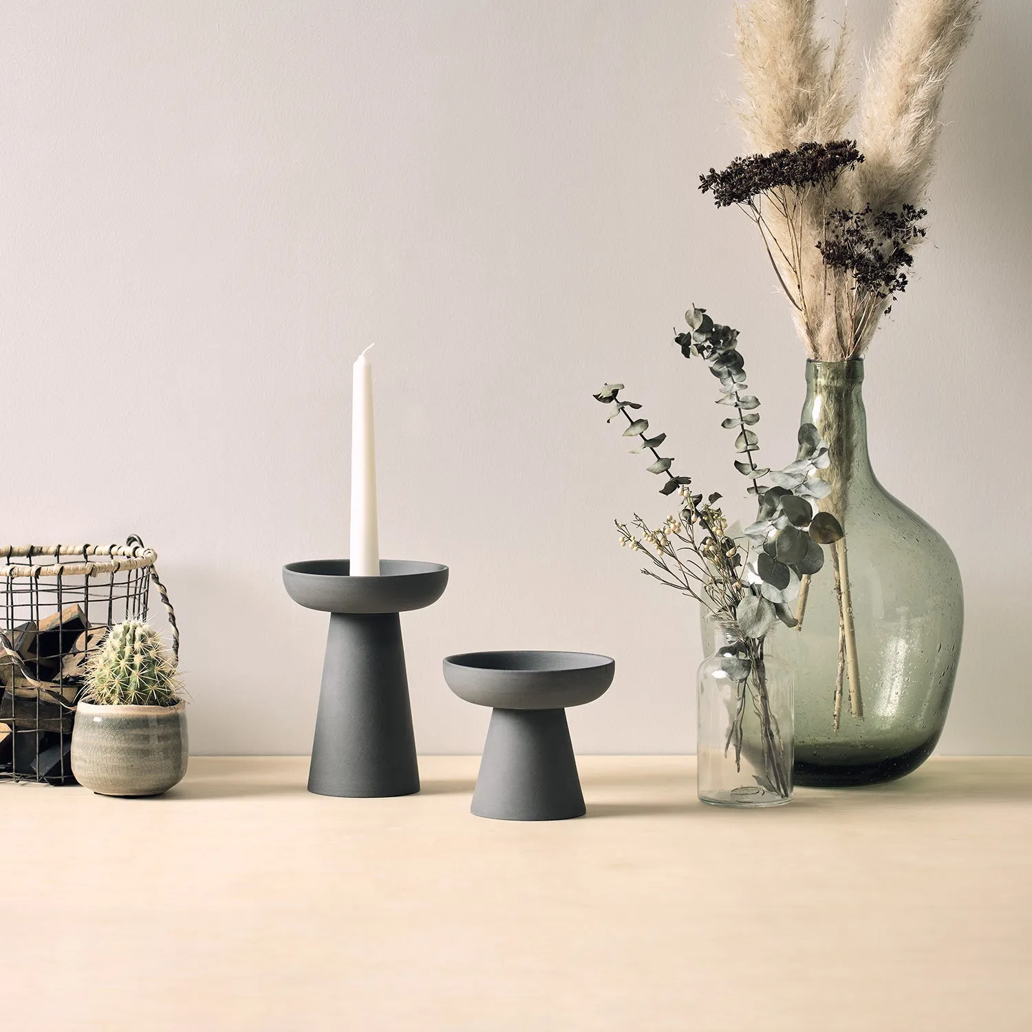 aery living | porcini candle holder medium | charcoal ~ DC