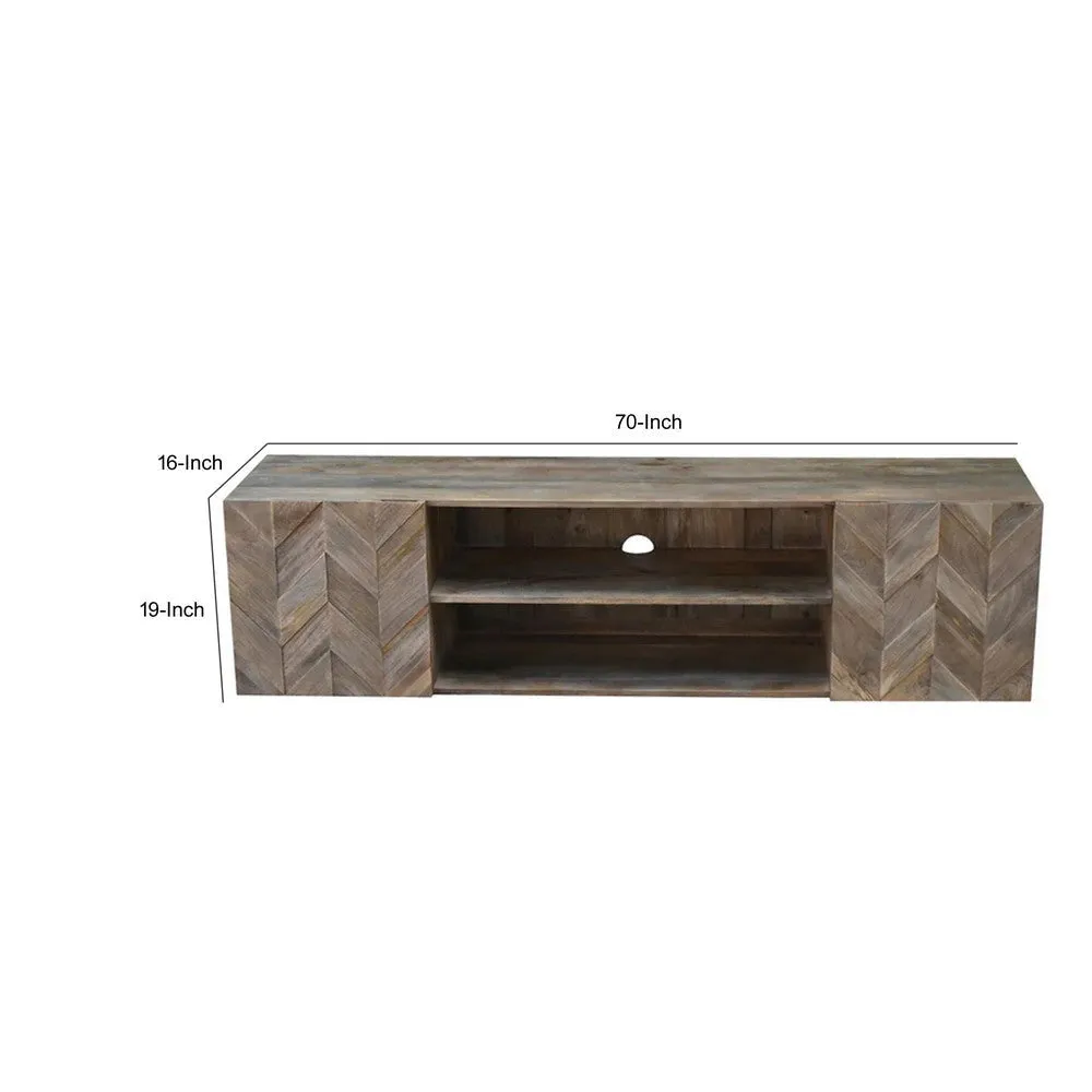 Alyona TV Media Entertainment Console, Shelves, Mango Brown, 70 Inch By Casagear Home