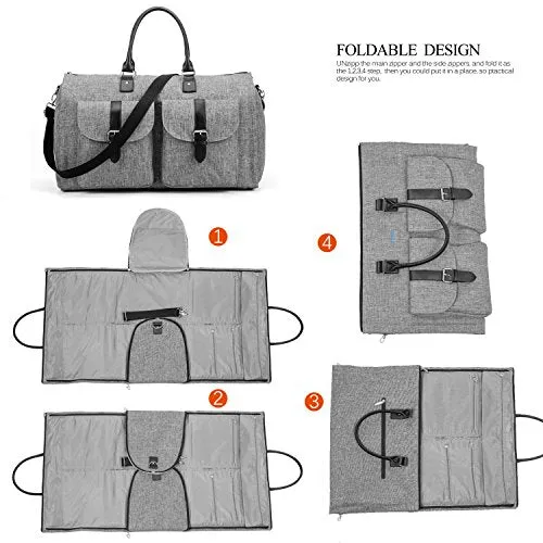 Amzbag Expandable Travel Duffel Bag XXL Capacity Weekender Bag With Leather Handle Suit Carry On