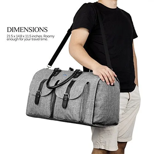 Amzbag Expandable Travel Duffel Bag XXL Capacity Weekender Bag With Leather Handle Suit Carry On