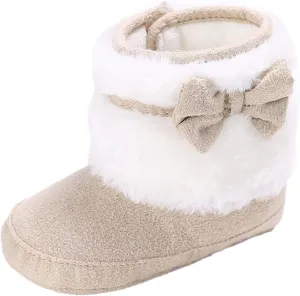 Baby Boy Girl Boots Newborn Shoes Winter Snow Bowknot Anti-Slip Soft Sole Warm Infant Toddler Prewalker Booties