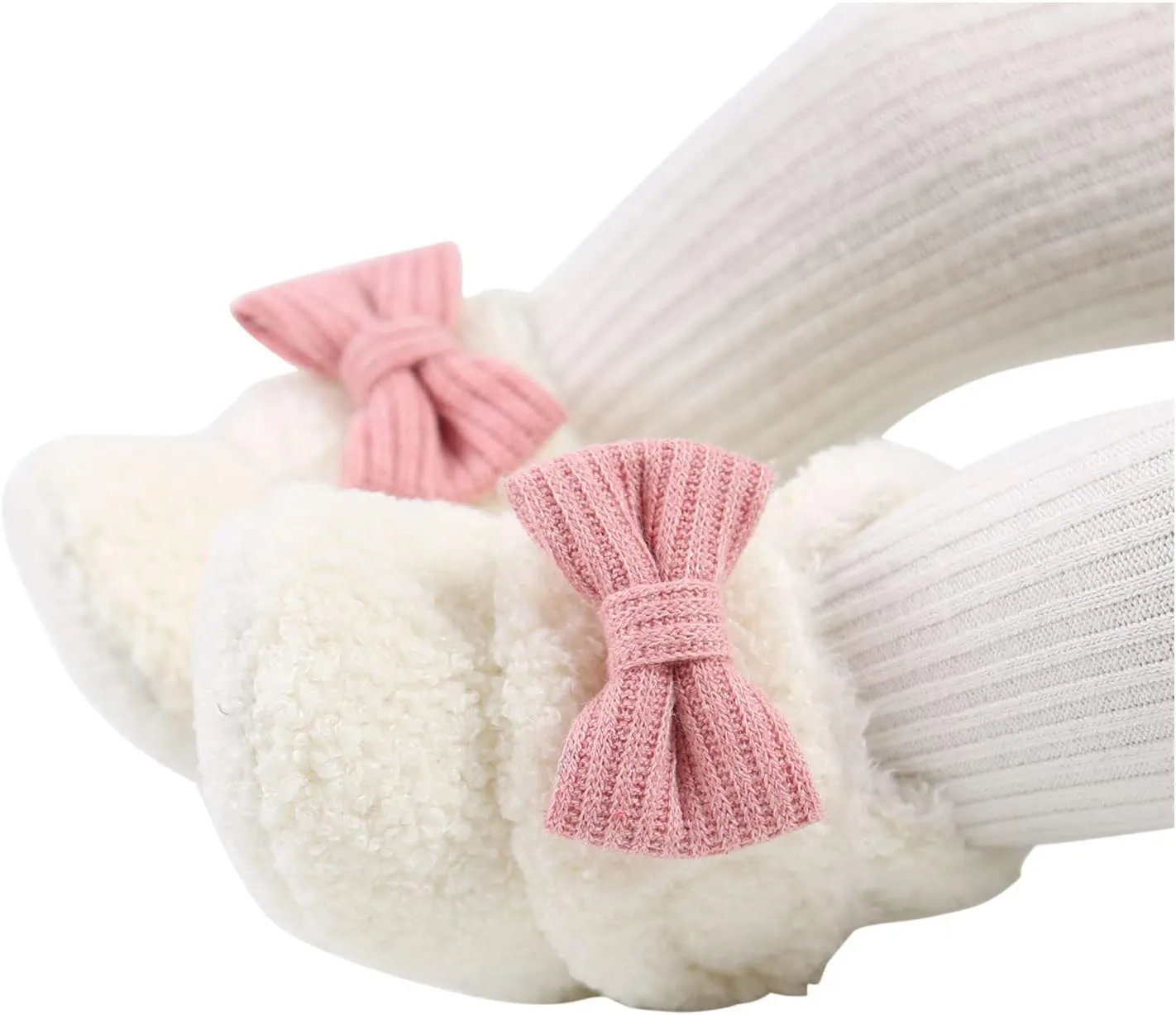 Baby Boys Girls Fleece Fur Knit Winter Warm Snow Boots Soft Sole Crib Shoes Booties for Newborn Infant First Walkers
