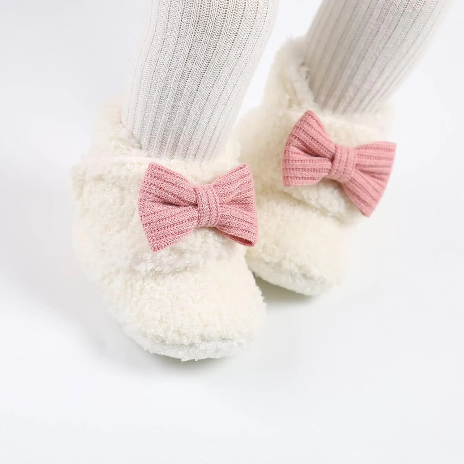 Baby Boys Girls Fleece Fur Knit Winter Warm Snow Boots Soft Sole Crib Shoes Booties for Newborn Infant First Walkers