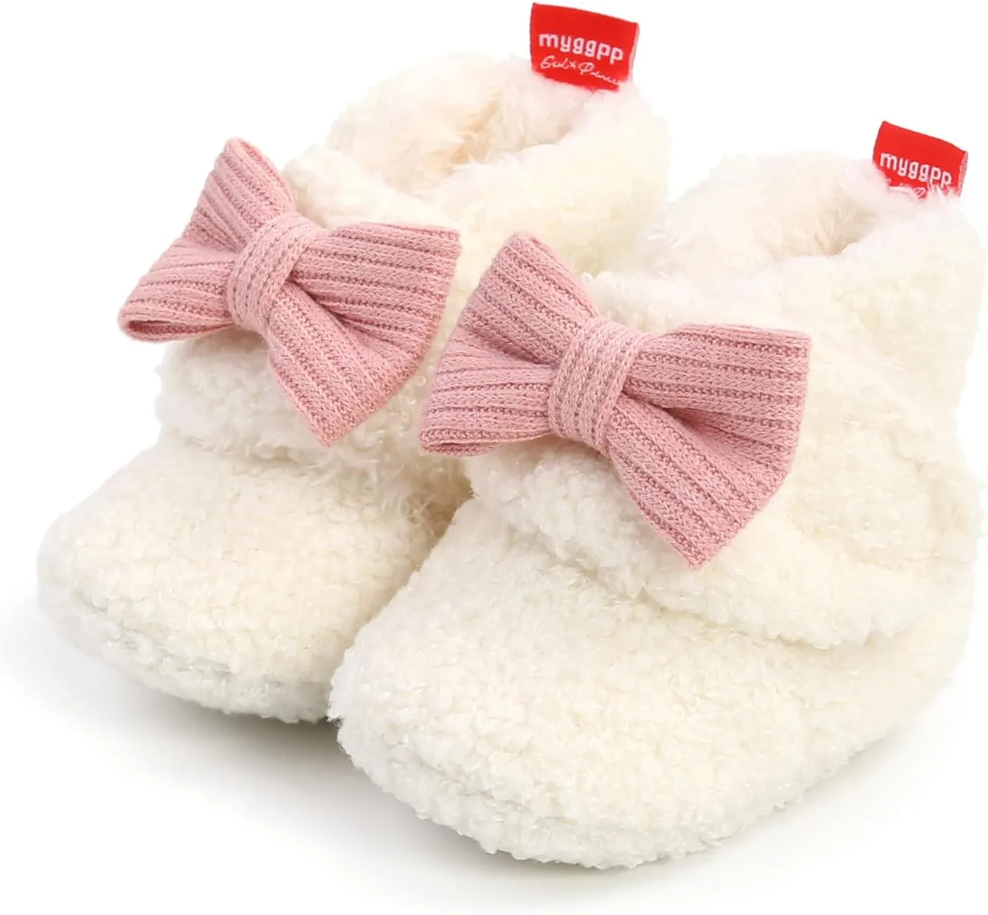 Baby Boys Girls Fleece Fur Knit Winter Warm Snow Boots Soft Sole Crib Shoes Booties for Newborn Infant First Walkers