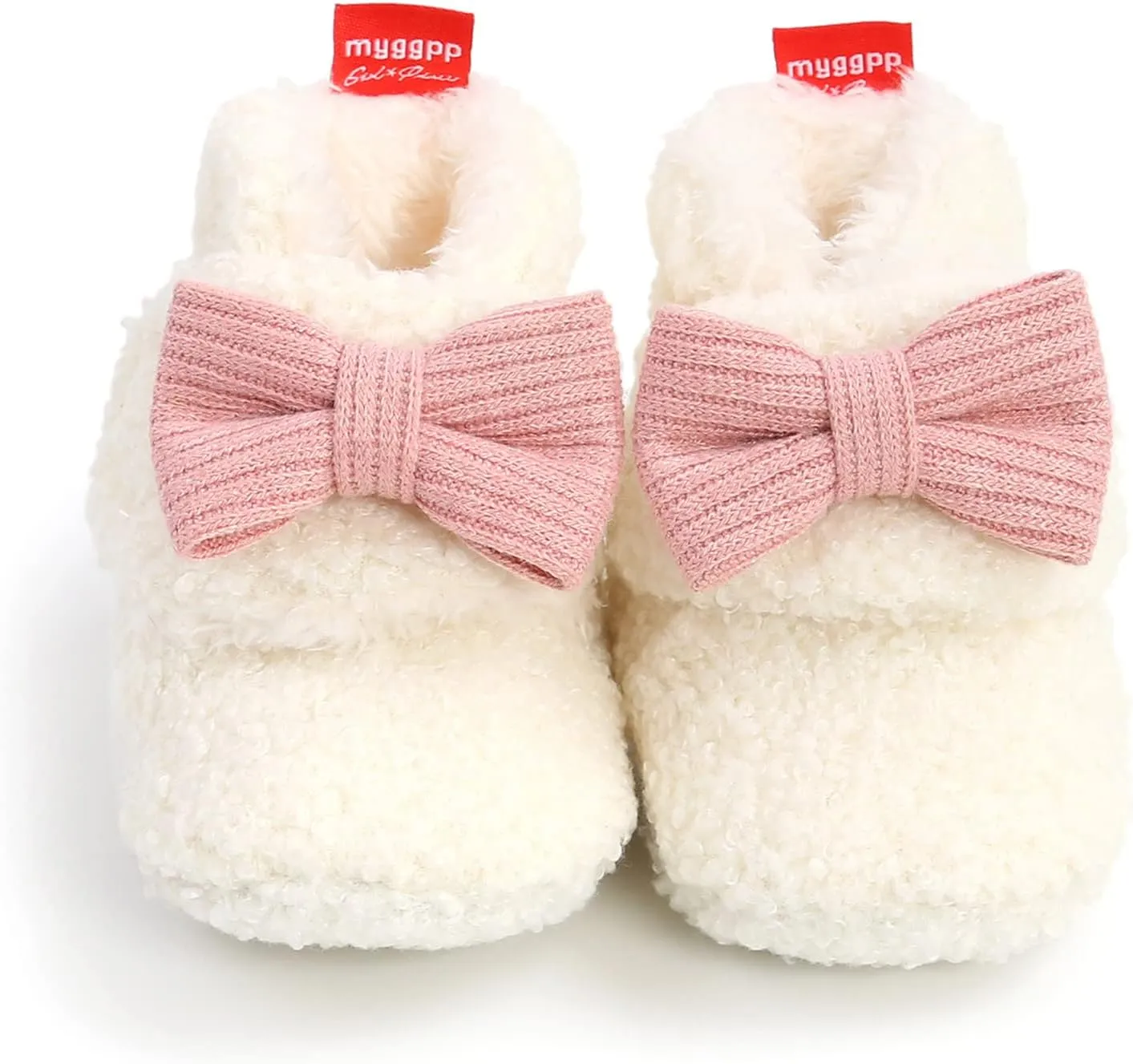 Baby Boys Girls Fleece Fur Knit Winter Warm Snow Boots Soft Sole Crib Shoes Booties for Newborn Infant First Walkers