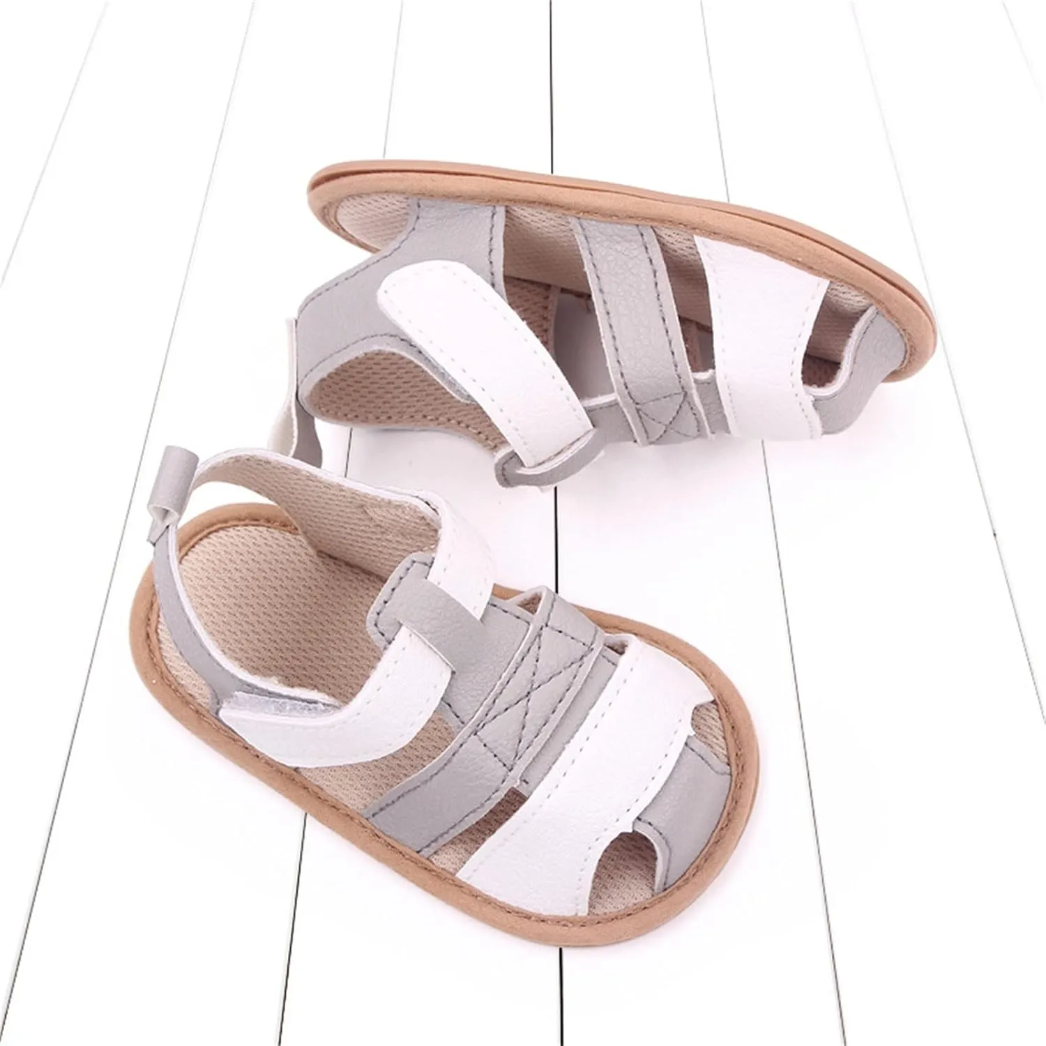 Baby Boys Girls Squeaky Sandals Infant Toddler Closed-Toe Anti-Slip Premium Rubber Sole First Walkers Rome Shoes