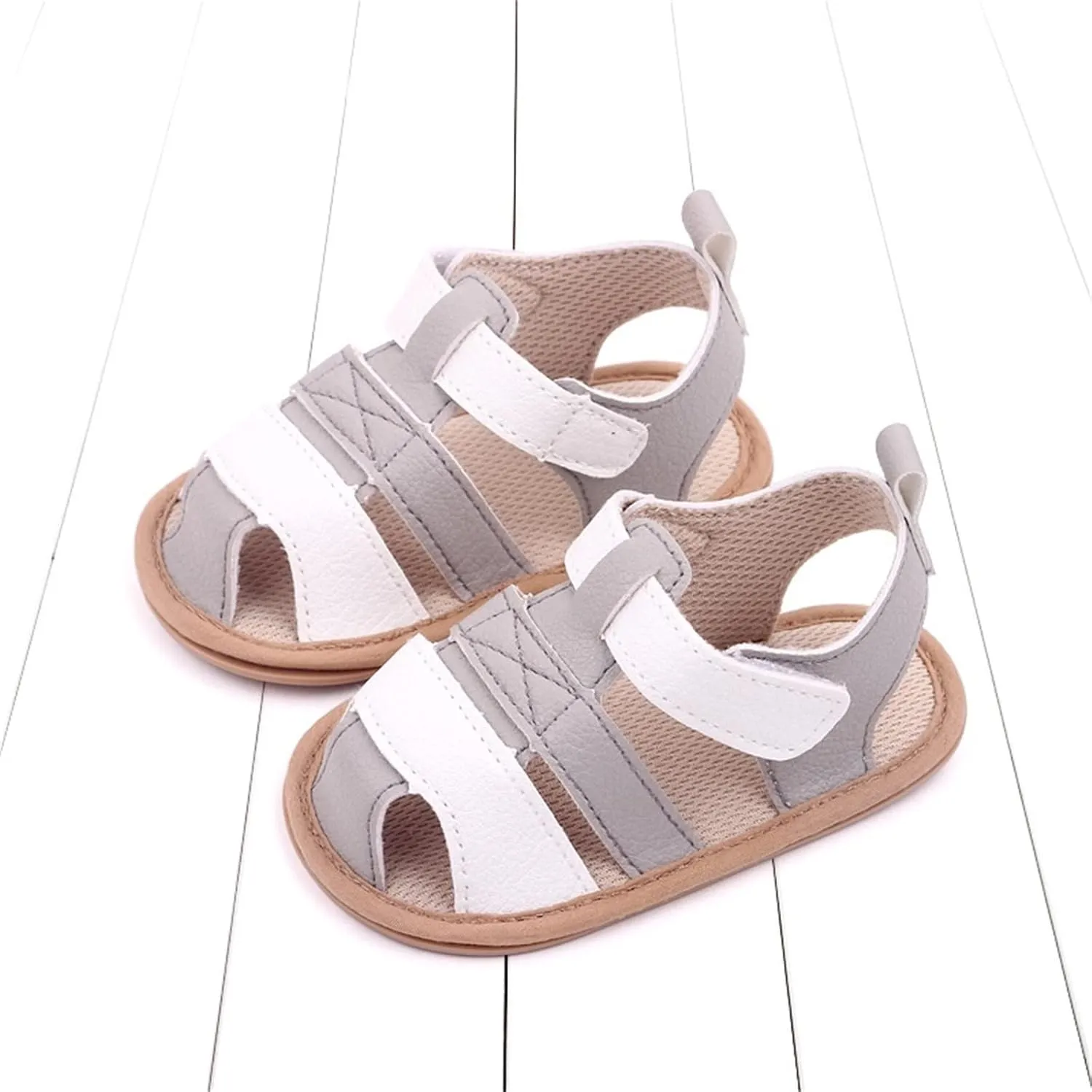 Baby Boys Girls Squeaky Sandals Infant Toddler Closed-Toe Anti-Slip Premium Rubber Sole First Walkers Rome Shoes