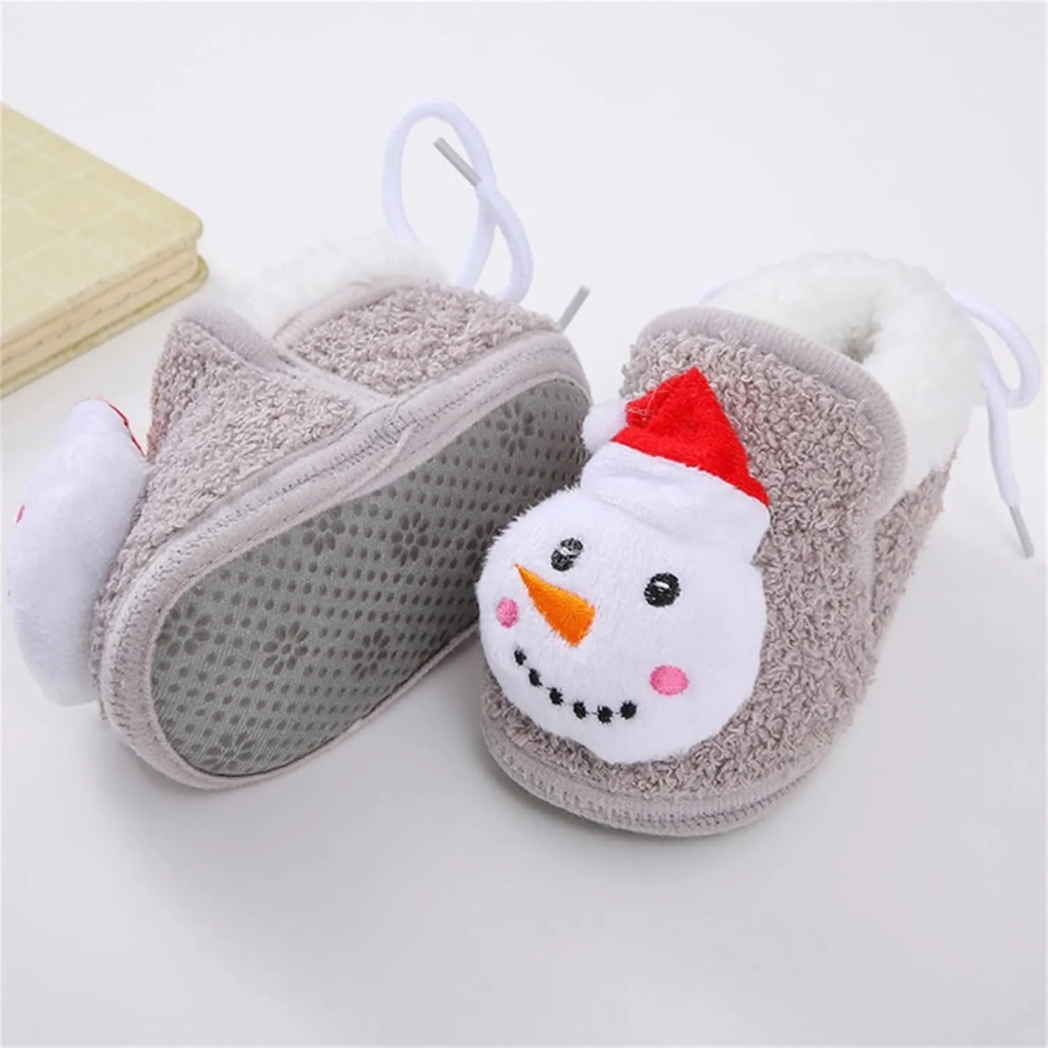 Baby Christmas Shoes Soft Santa Slippers Infanr Cozy Fleece Booties Winter Warm Prewalkers Crib Shoes