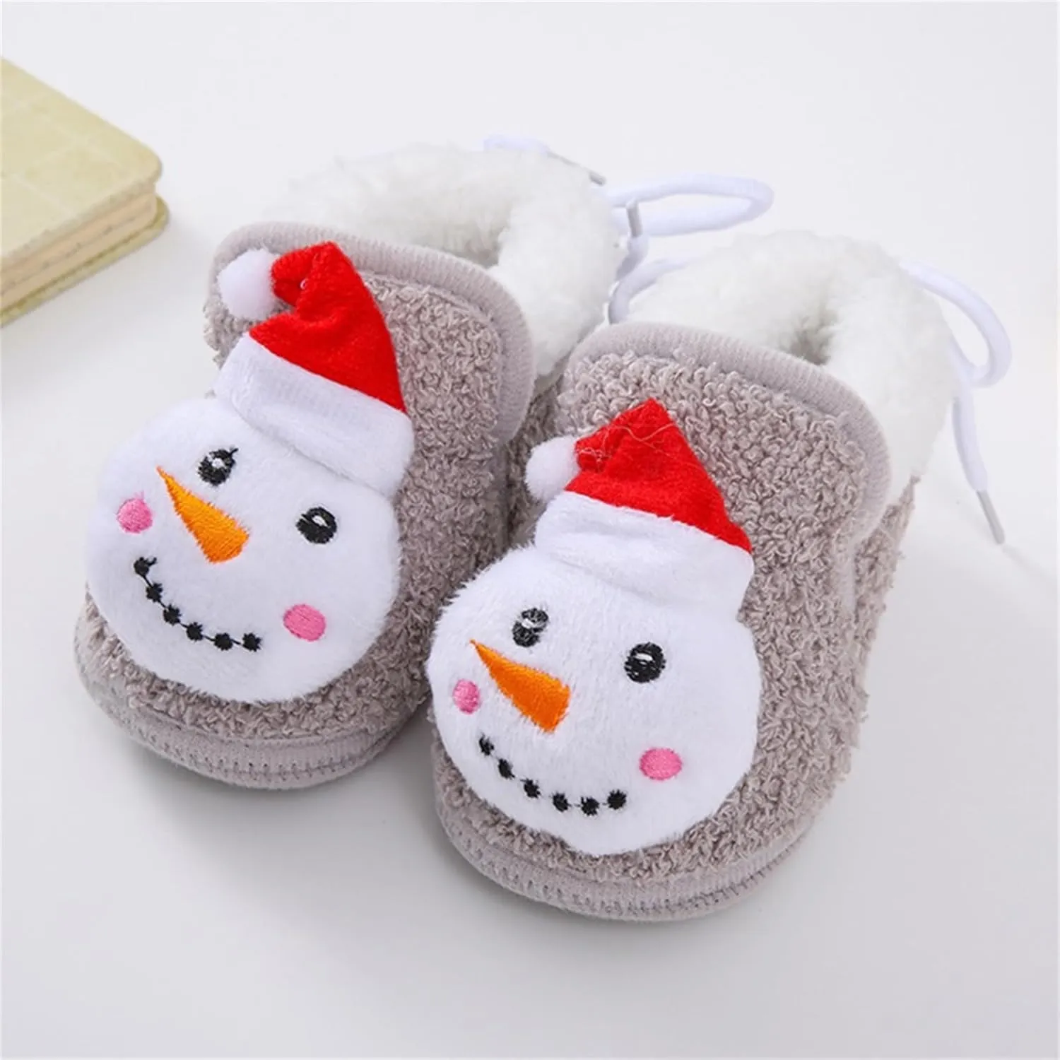 Baby Christmas Shoes Soft Santa Slippers Infanr Cozy Fleece Booties Winter Warm Prewalkers Crib Shoes