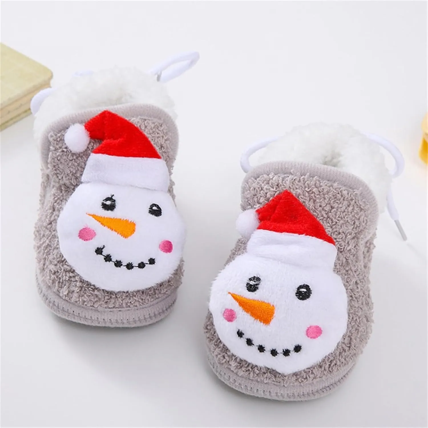 Baby Christmas Shoes Soft Santa Slippers Infanr Cozy Fleece Booties Winter Warm Prewalkers Crib Shoes