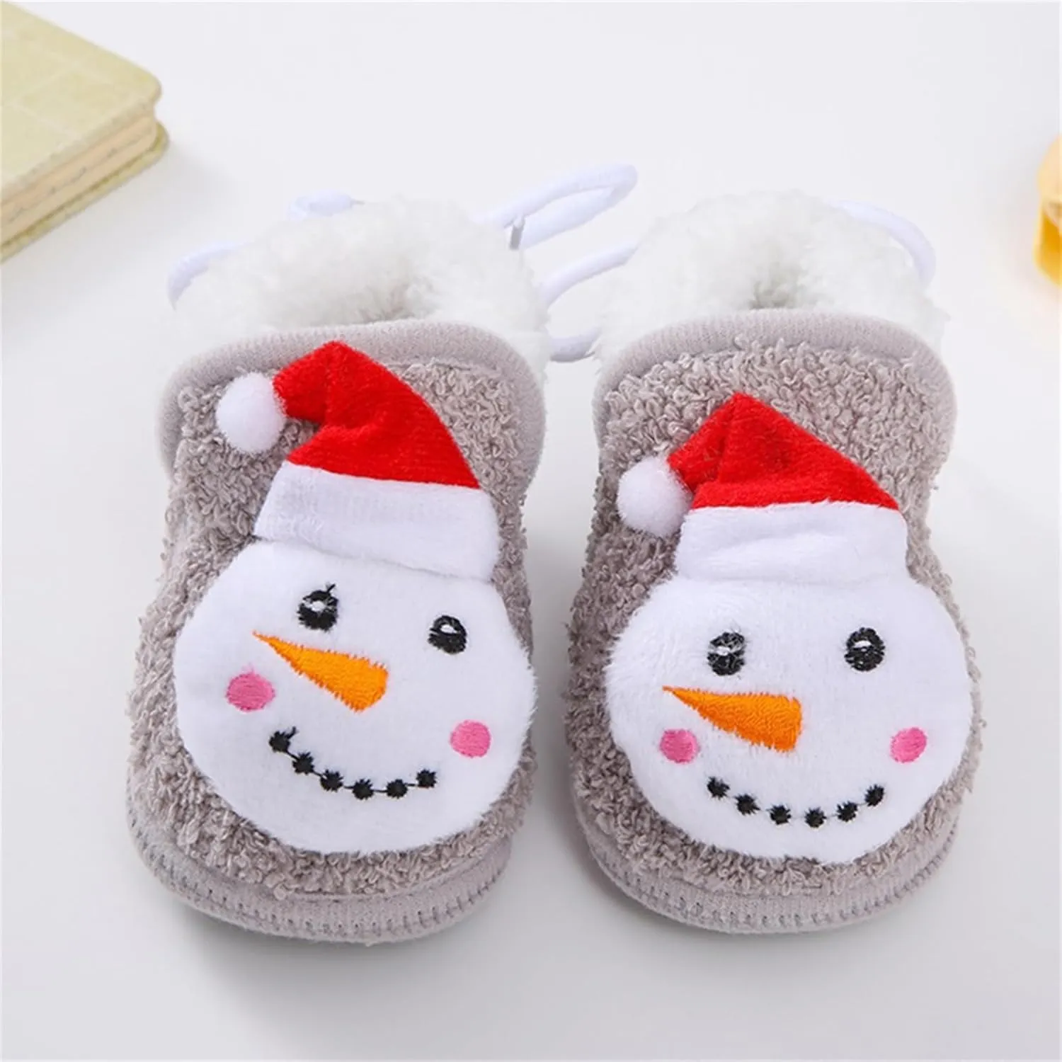 Baby Christmas Shoes Soft Santa Slippers Infanr Cozy Fleece Booties Winter Warm Prewalkers Crib Shoes