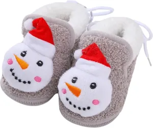 Baby Christmas Shoes Soft Santa Slippers Infanr Cozy Fleece Booties Winter Warm Prewalkers Crib Shoes
