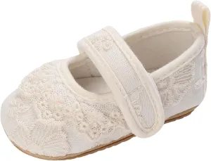 Baby Girls Toddler Shoes Girls Sports Flat Bottom Round Toe Lightweight Solid Color Embroidered Upper Toddler Kids