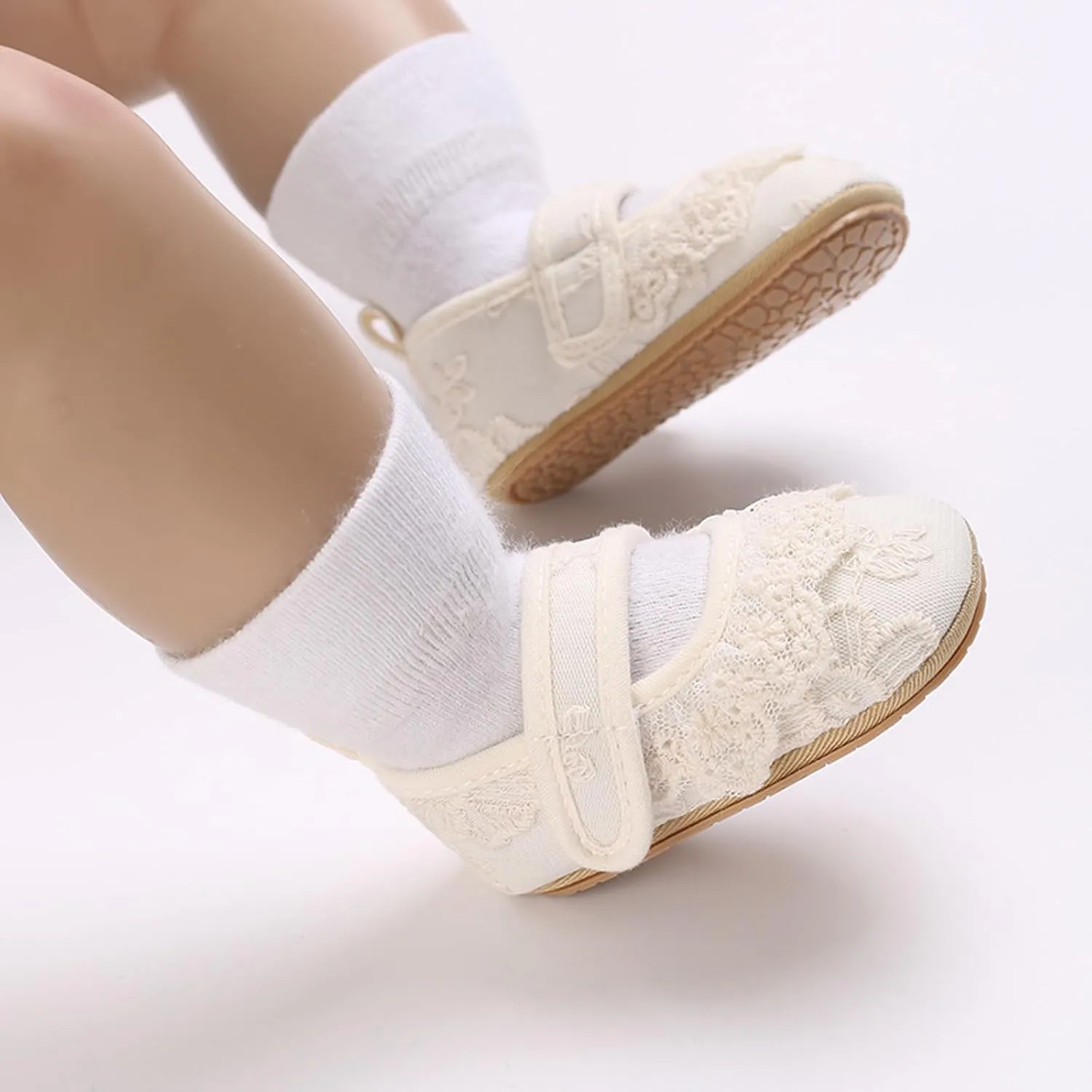 Baby Girls Toddler Shoes Girls Sports Flat Bottom Round Toe Lightweight Solid Color Embroidered Upper Toddler Kids