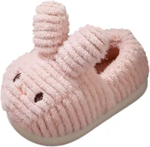 Baby Kids Cute Plush Slip On Winter Warm Bedroom Shoes Non Slip House Slippers for Toddler Boys Girls Slippers (Pink, 18-24 Months)