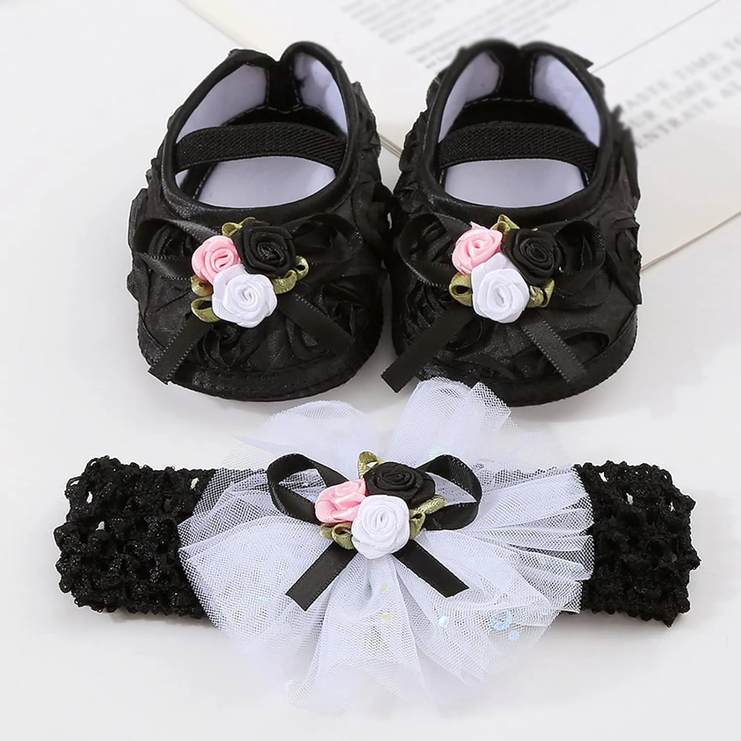 Baby Shoes Plus Headband Set Cute Baby Princess Shoes with Dress Shoes Toddler Shoes Shoes for Kids Girls