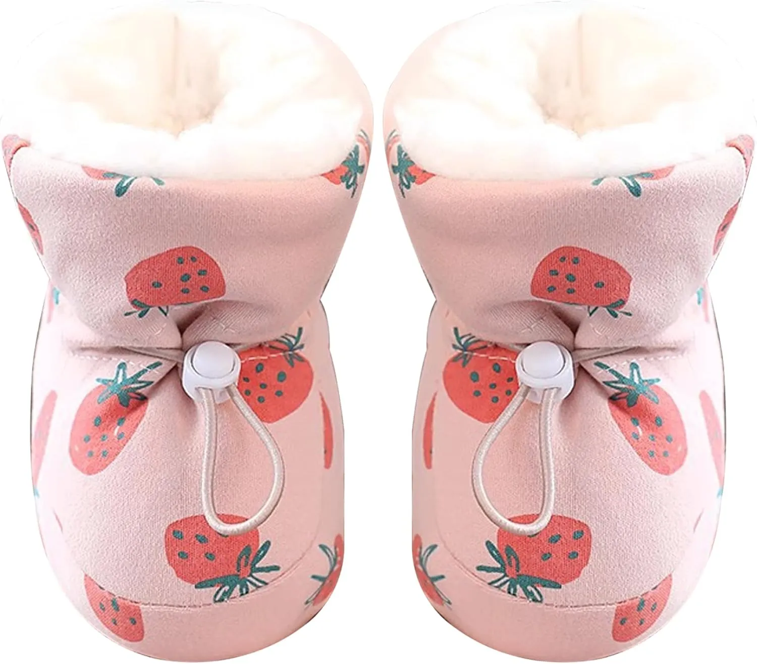 Baby Winter Boots Warm Baby Girl Boots with Drawstring Soft Sole Skin-friendly Baby Winter Shoes Cute Strawberry First Walking Shoes for 3-6 Months Girls Boys S Baby Winter Boots