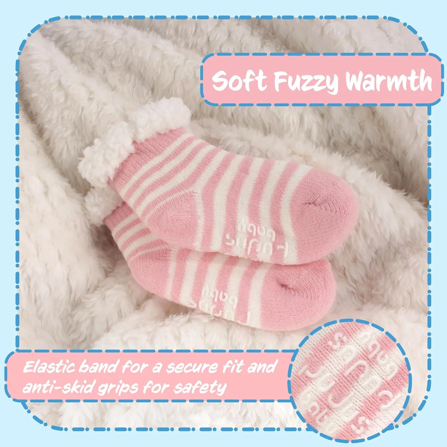 BambooMN Infants Toddler Soft Warm Plush Cozy Fuzzy Cartoon Animal Slippers Booties Socks Shoes