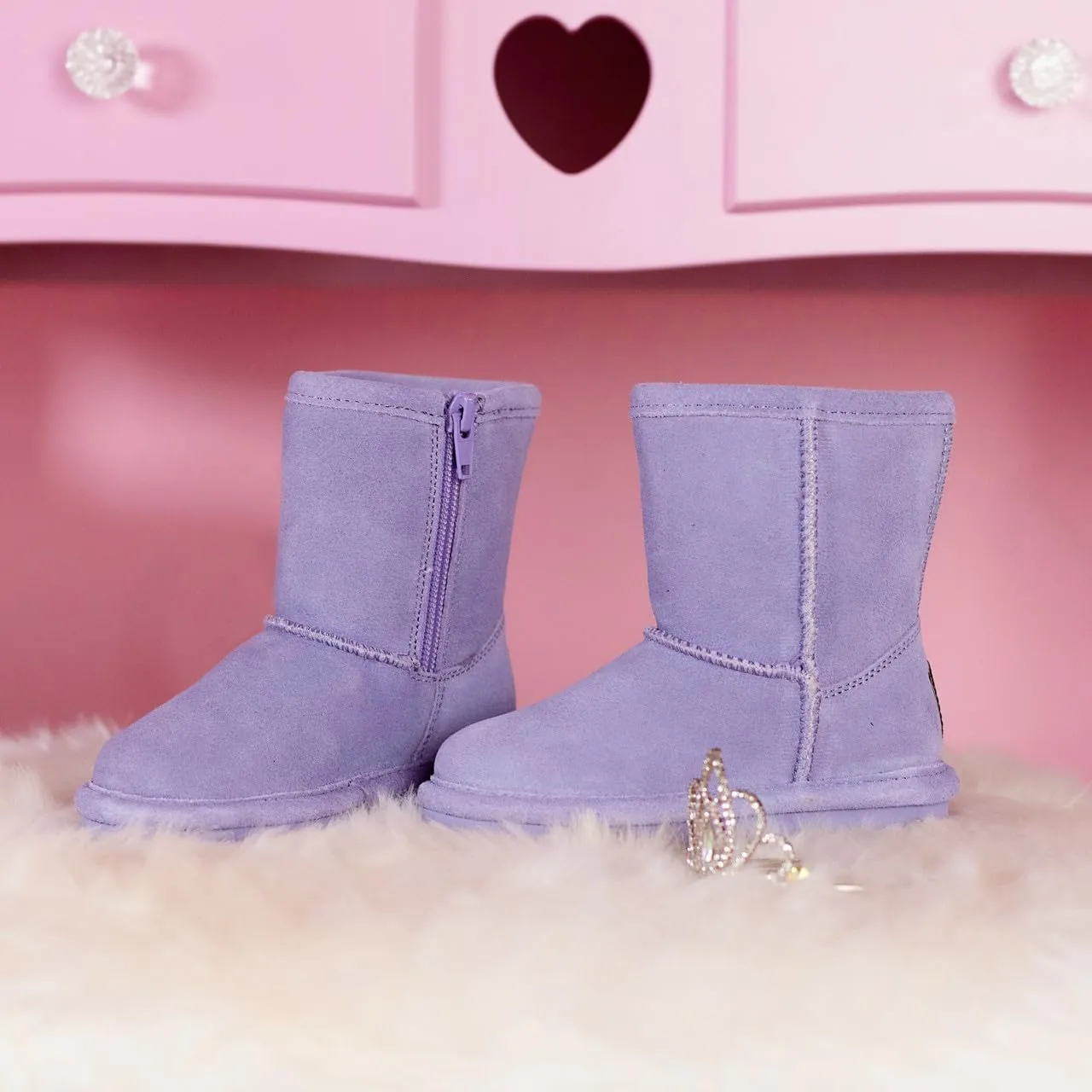 BEARPAW Elle Toddler Multiple Colors | Toddler's Boot Classic Suede with Zipper | Kid's Slip On Boot | Comfortable Winter Boot