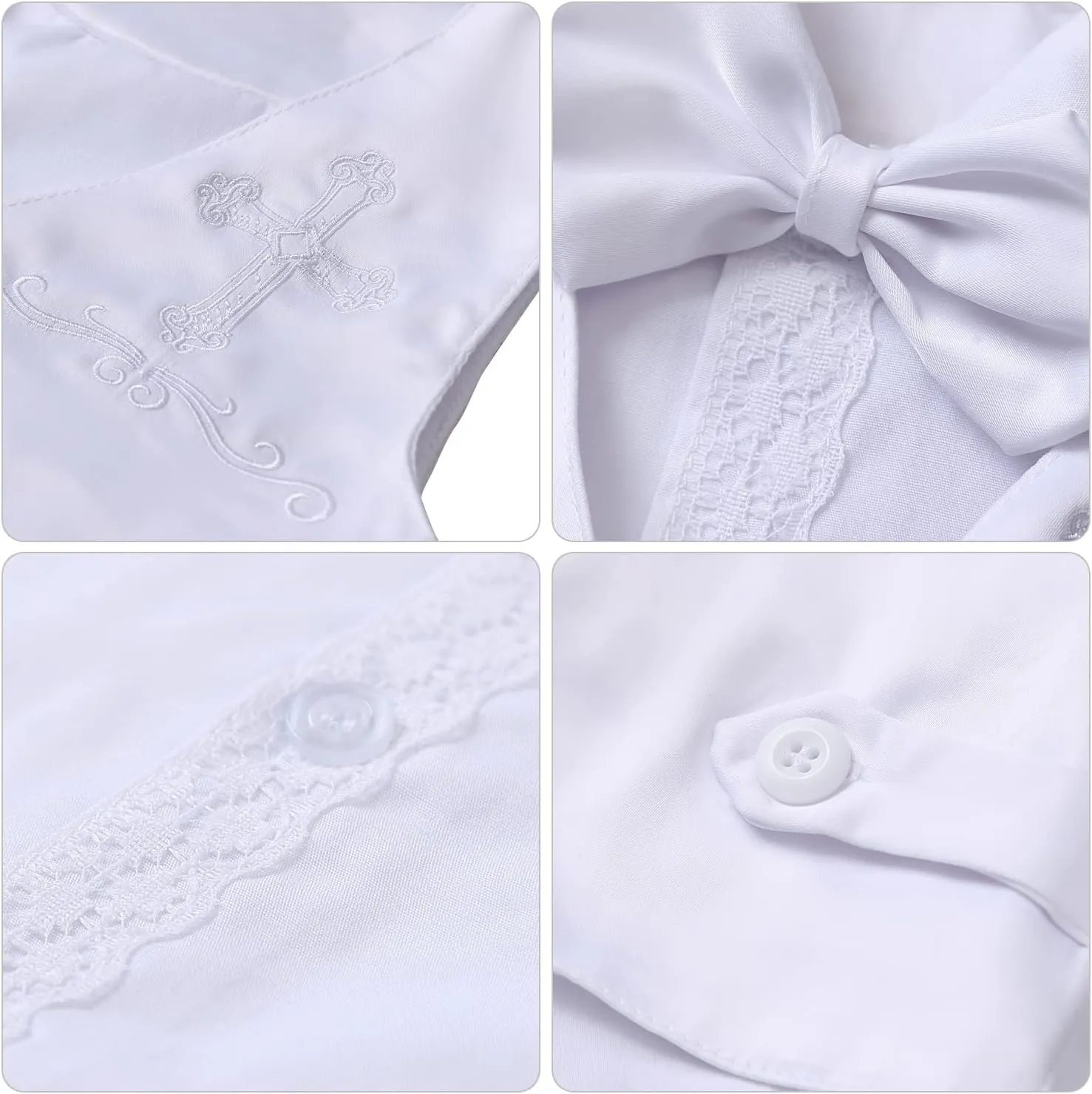 Booulfi Baptism White Suit for Baby Boys Christening Wedding Formal Suit Birthday Outfits Shirt Suspender Pant for Boys