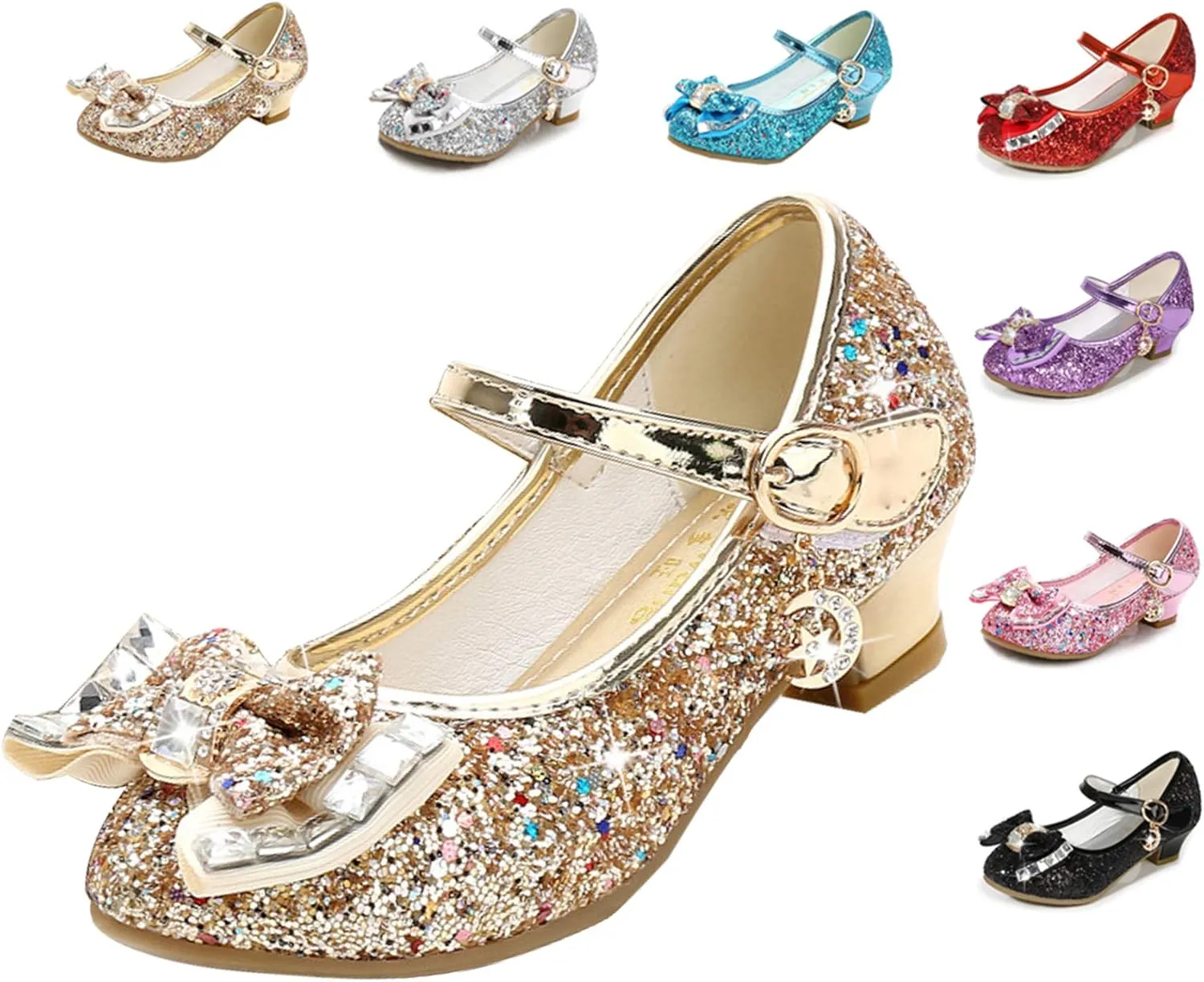 Cadidi Dinos Girls Dress Shoes Wedding Party Heel Mary Jane Princess Flower Shoes (Toddler/Little Kid/Big Kid)