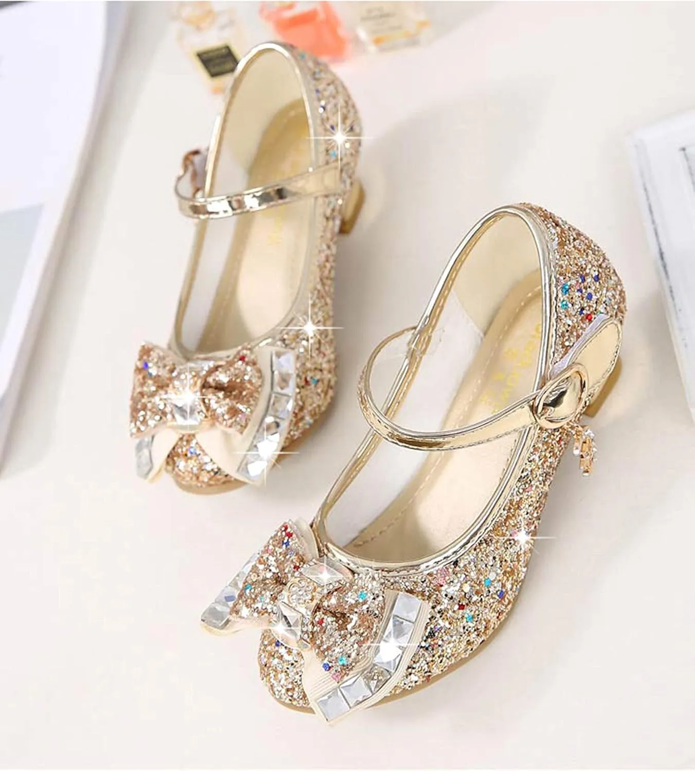 Cadidi Dinos Girls Dress Shoes Wedding Party Heel Mary Jane Princess Flower Shoes (Toddler/Little Kid/Big Kid)