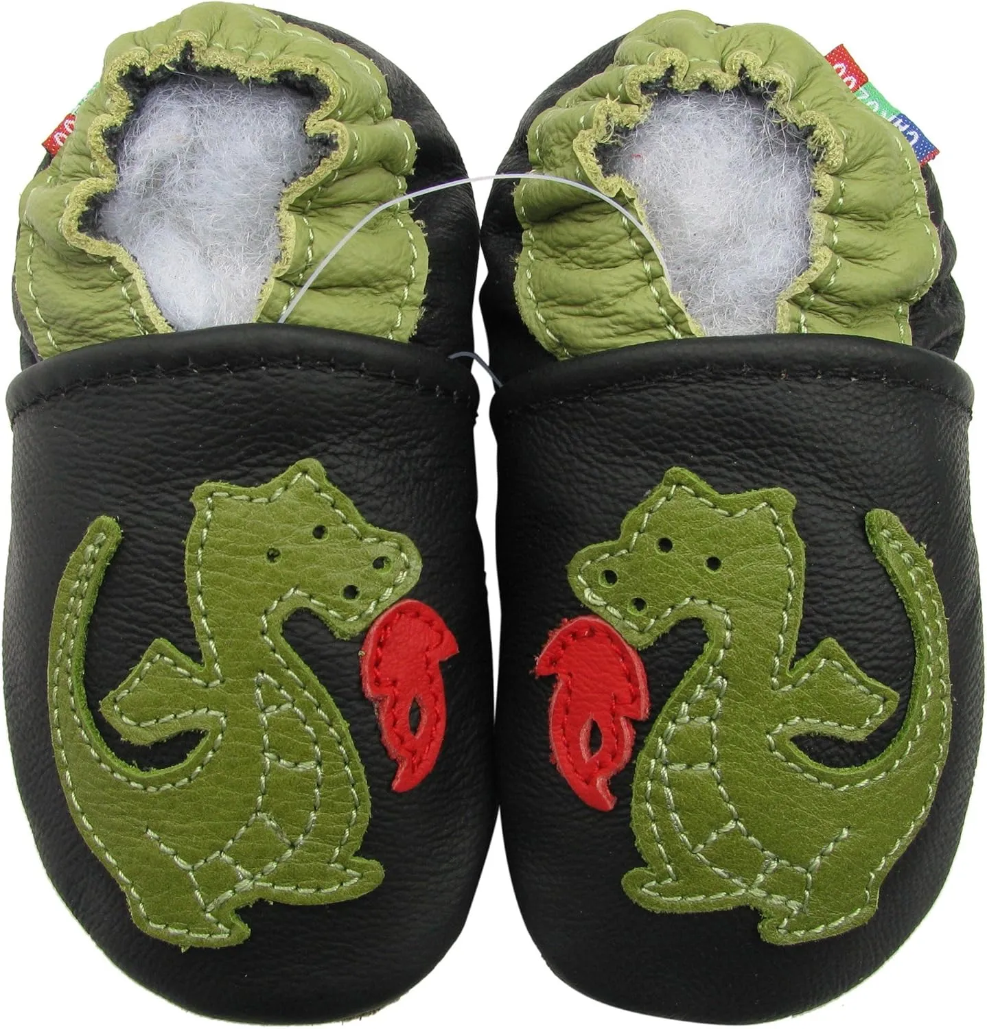 Carozoo Soft Sole Leather Baby Shoes Socks Booties (fire Dragon Black, 4_5 Years)