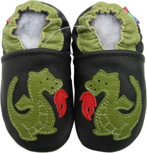 Carozoo Soft Sole Leather Baby Shoes Socks Booties (fire Dragon Black, 4_5 Years)