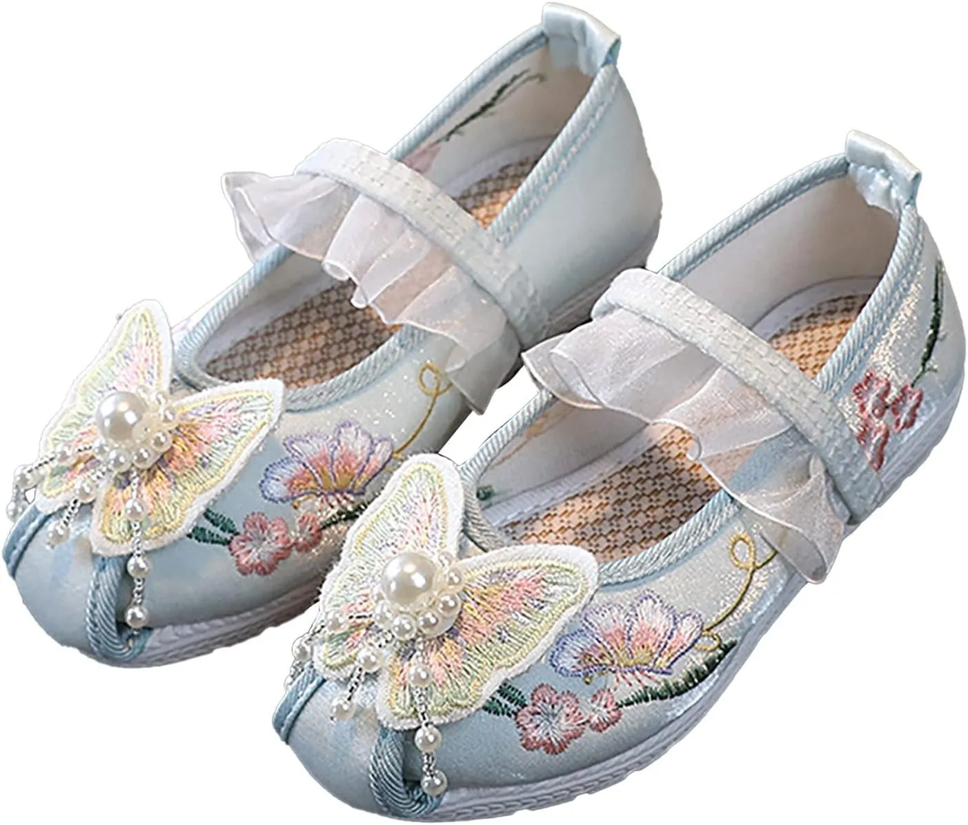 Children House Shoes Girls Flat Bottomed Embroidered Sandals Fashionable Children Performance Shoes
