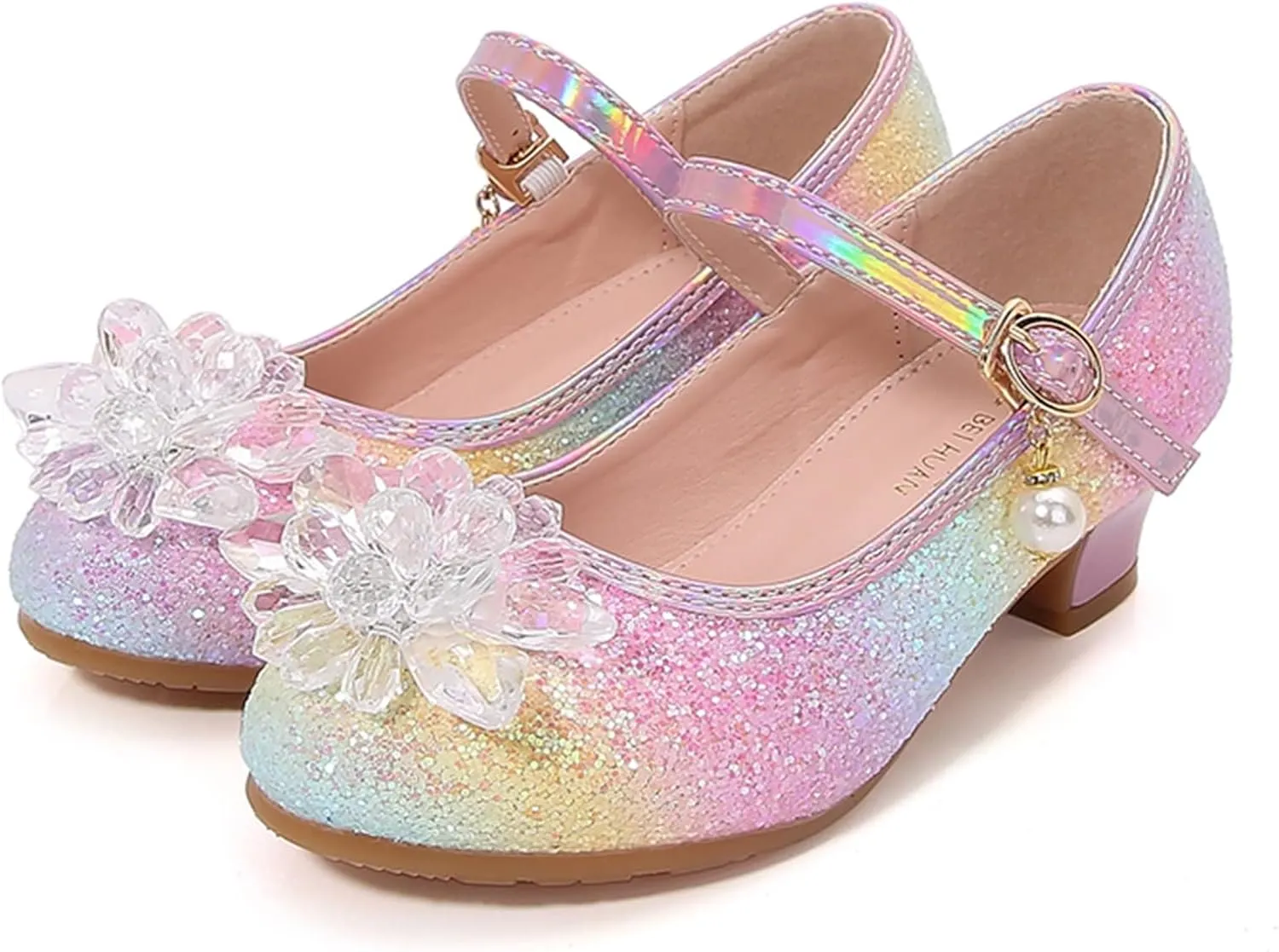 Children Shoes Fashion Flat Princess Shoes Bowknot Pearl Children Soft Sole Small Leather Shoes Baby Gymnastics Slides