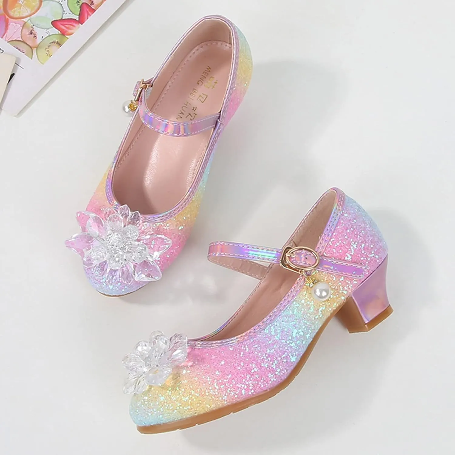 Children Shoes Fashion Flat Princess Shoes Bowknot Pearl Children Soft Sole Small Leather Shoes Baby Gymnastics Slides
