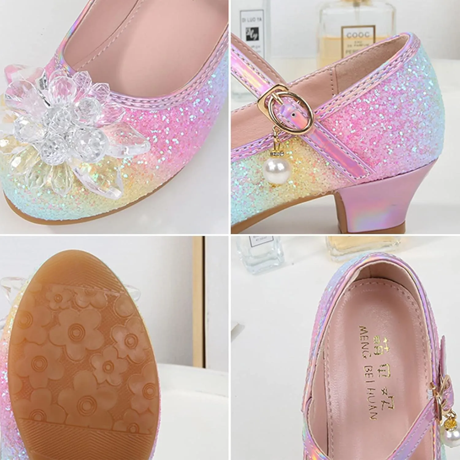 Children Shoes Fashion Flat Princess Shoes Bowknot Pearl Children Soft Sole Small Leather Shoes Baby Gymnastics Slides