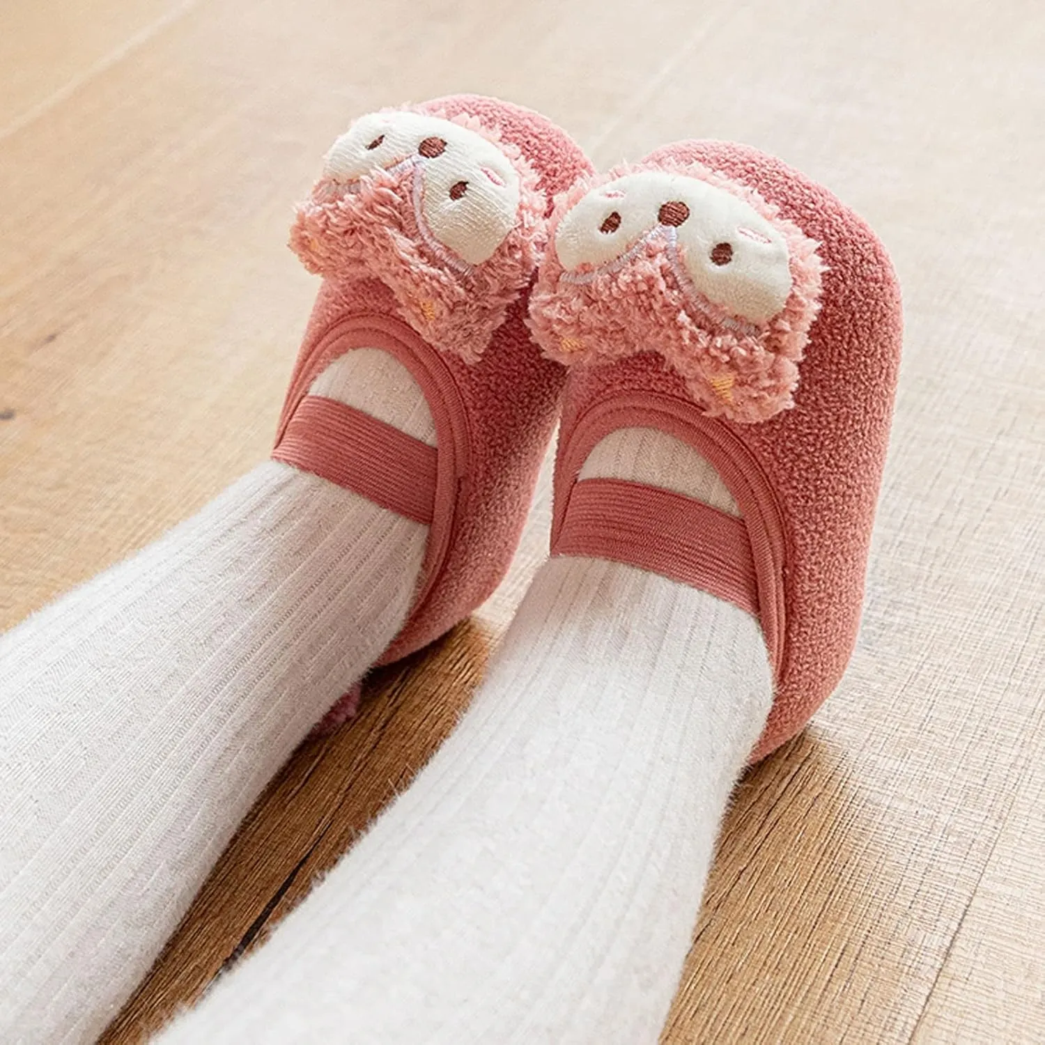 Children Toddler Shoes Autumn and Winter Boys and Girls Floor Socks Non Slip Plush Cartoon Animals Infant Sneaker Boy