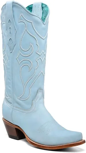 CORRAL LADIE'S BABY BLUE EMBROIDERY, LEATHER SOLE, COWHIDE LEATHER, WESTERN BOOTS, Z5253