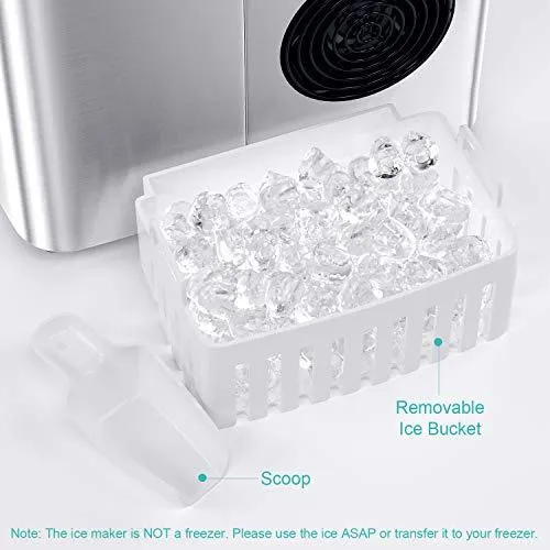CROWNFUL Ice Maker Machine for Countertop, 9 Ice Cubes Ready in 7 Minutes, 26lbs Bullet Ice Cubes in 24H, Electric Ice Maker with Scoop and Basket