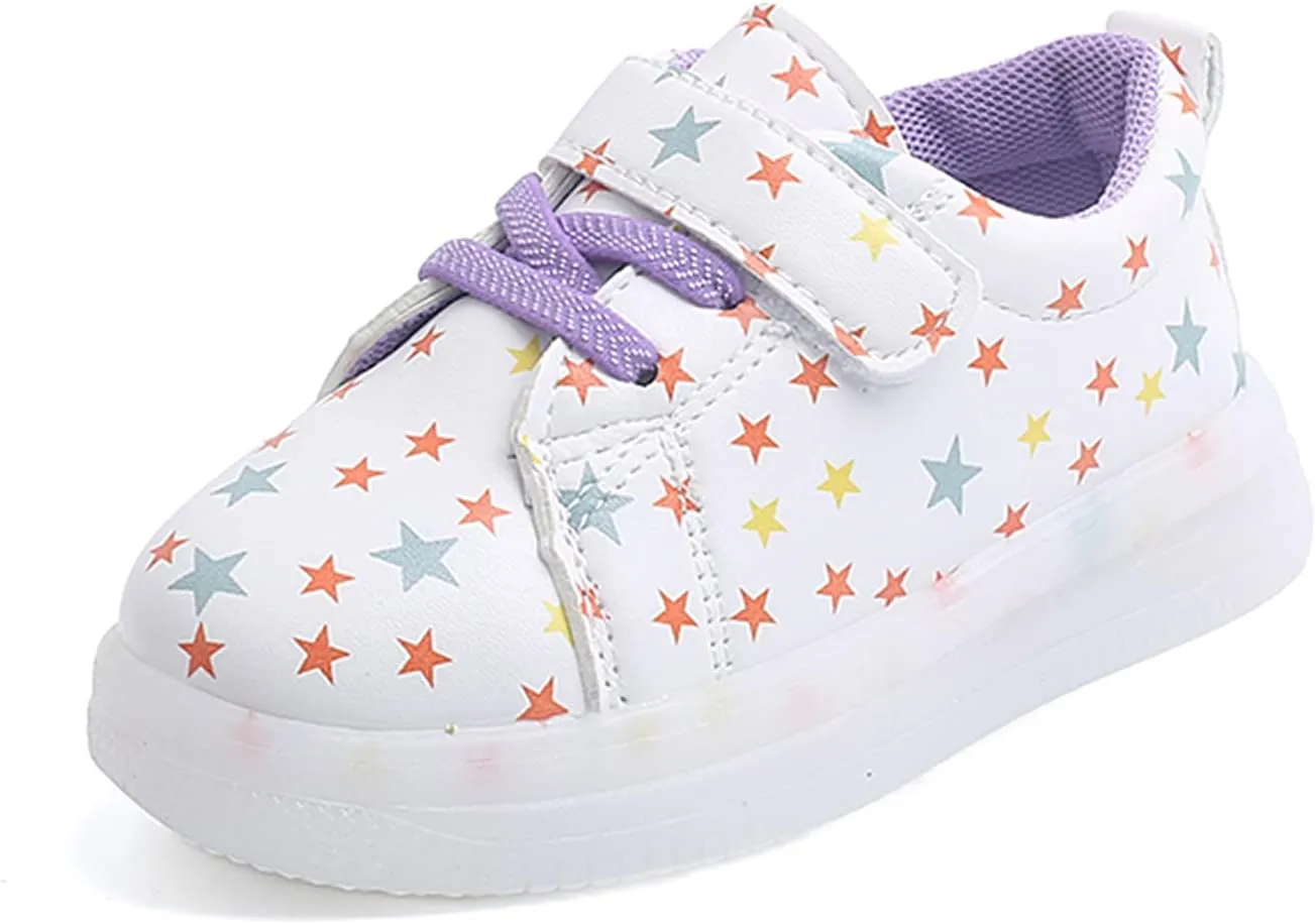 CsgrFagr Girls Baby Luminous Sport Bling Kids Shoes Children Light Led Baby Shoes Leather Baby Shoes (Purple, 6 Toddler)