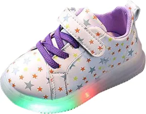 CsgrFagr Girls Baby Luminous Sport Bling Kids Shoes Children Light Led Baby Shoes Leather Baby Shoes (Purple, 6 Toddler)
