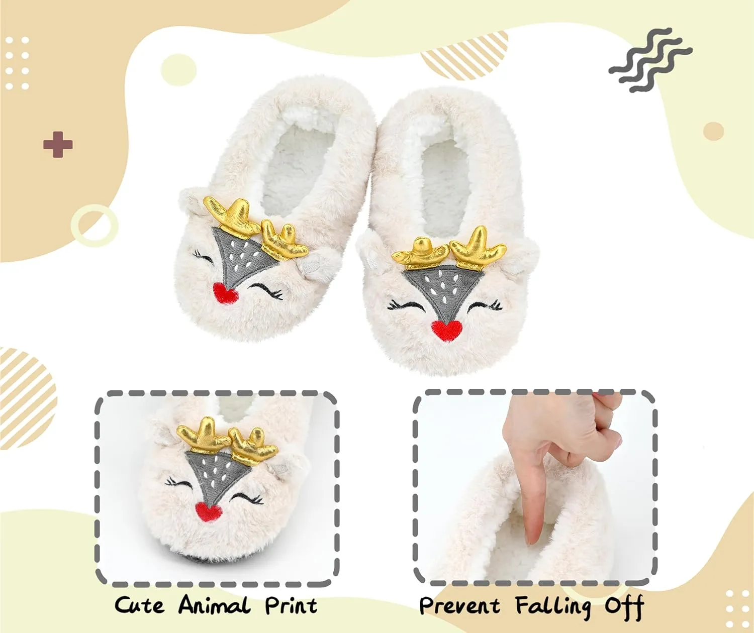 DICUIRD Kid's Animal Slipper Socks, Cartoon Cozy Fleece Indoor Kids Slipper, Fluzzy Warm Bedroom Shoes