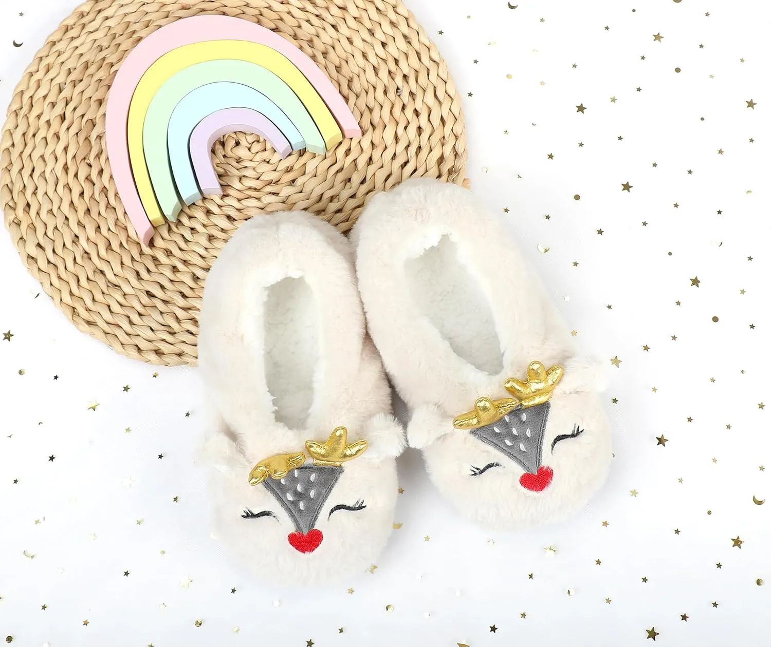 DICUIRD Kid's Animal Slipper Socks, Cartoon Cozy Fleece Indoor Kids Slipper, Fluzzy Warm Bedroom Shoes