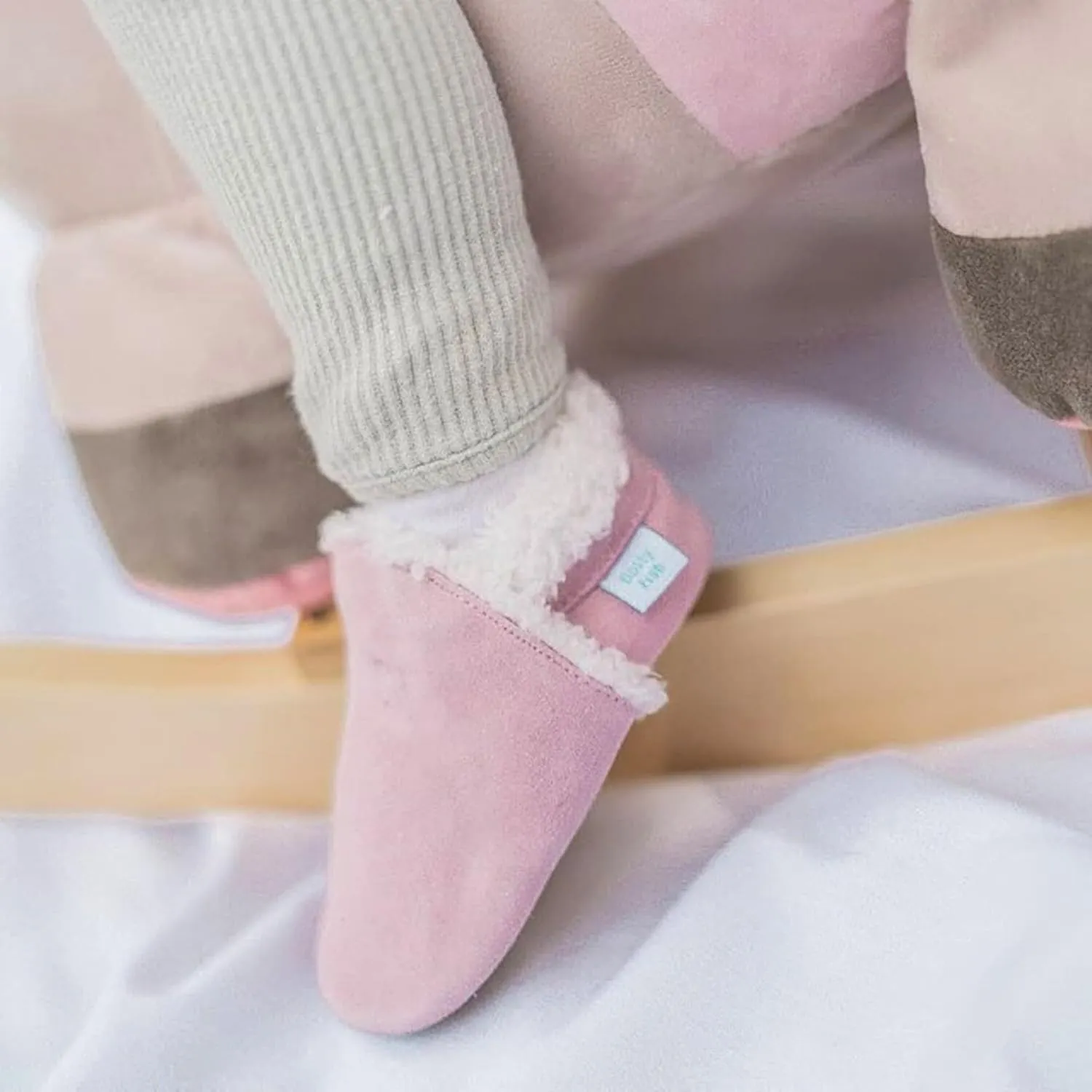 Dotty Fish Baby & Toddler Suede Slippers  Fleece Lined, Non-Slip Soft Sole Shoes  Warm Cozy Slippers for Boys & Girls  Ages 0-4