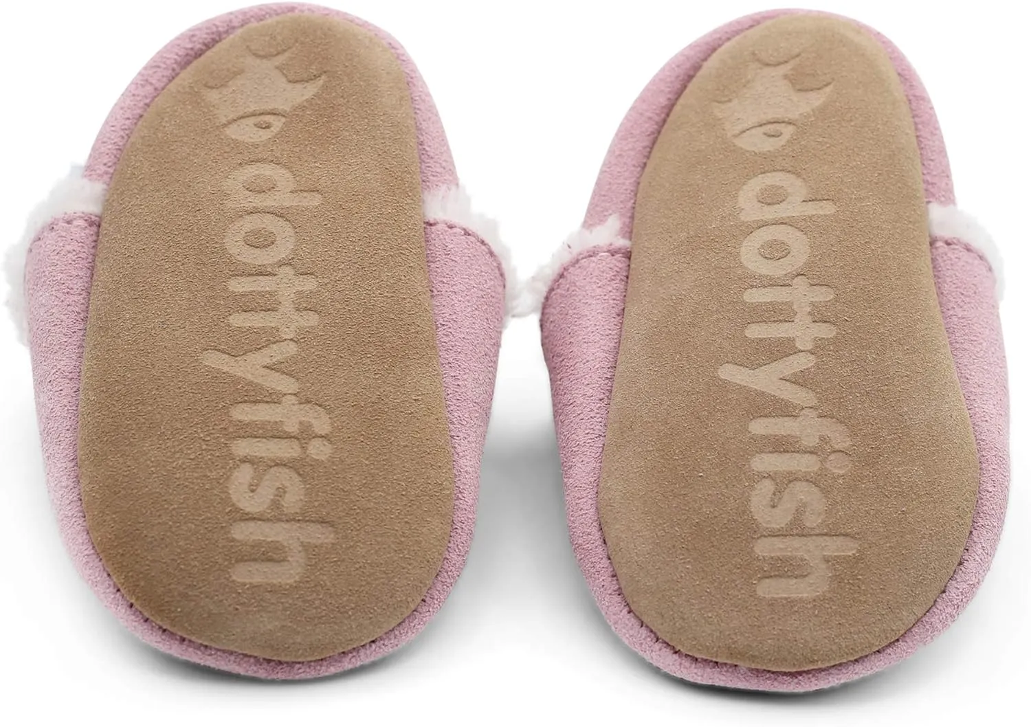 Dotty Fish Baby & Toddler Suede Slippers  Fleece Lined, Non-Slip Soft Sole Shoes  Warm Cozy Slippers for Boys & Girls  Ages 0-4