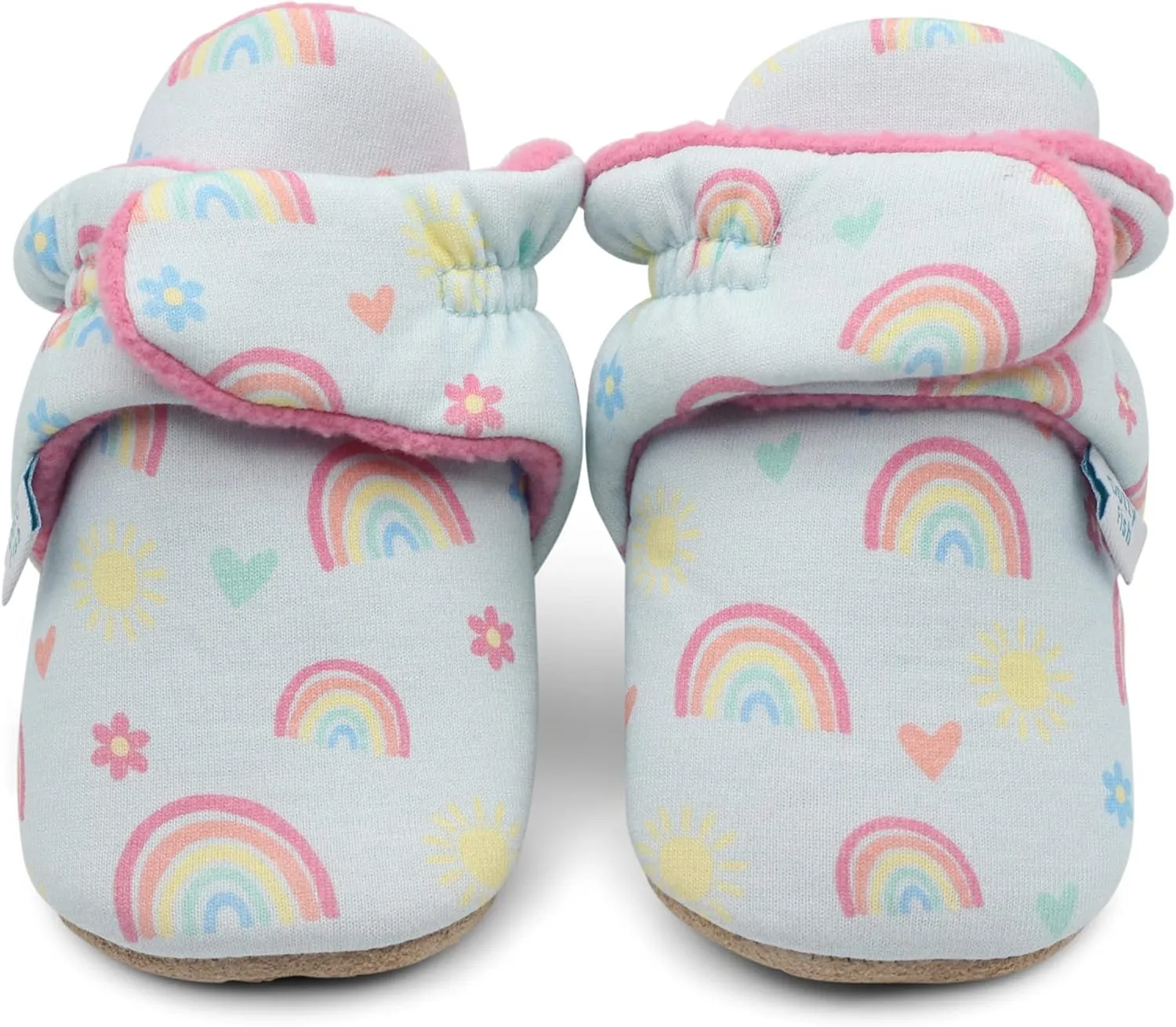 Dotty Fish Fleece Lined Baby Booties - Non-Slip Suede Sole - Warm & Cozy Slippers for Newborns to 24 Months - Perfect Winter Shoes for Babies