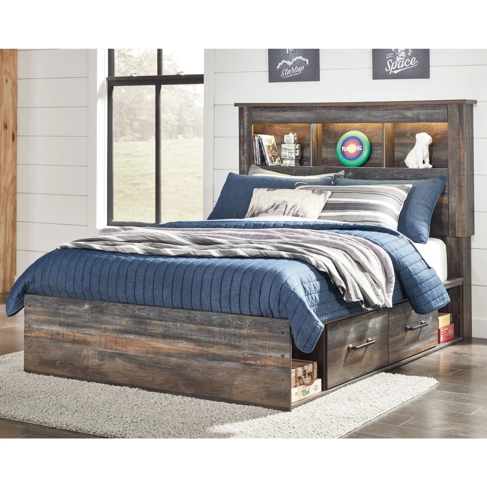 Drystan Full Bookcase Bed with 4 Drawer Storage