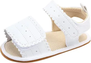 EnJoCho Cute Walking Flat Sole Boys Non-Slip Sandals Rubber Soft Shoes Prewalker Baby Girls Baby Lightwight Shoes (White, 6-12 Months)