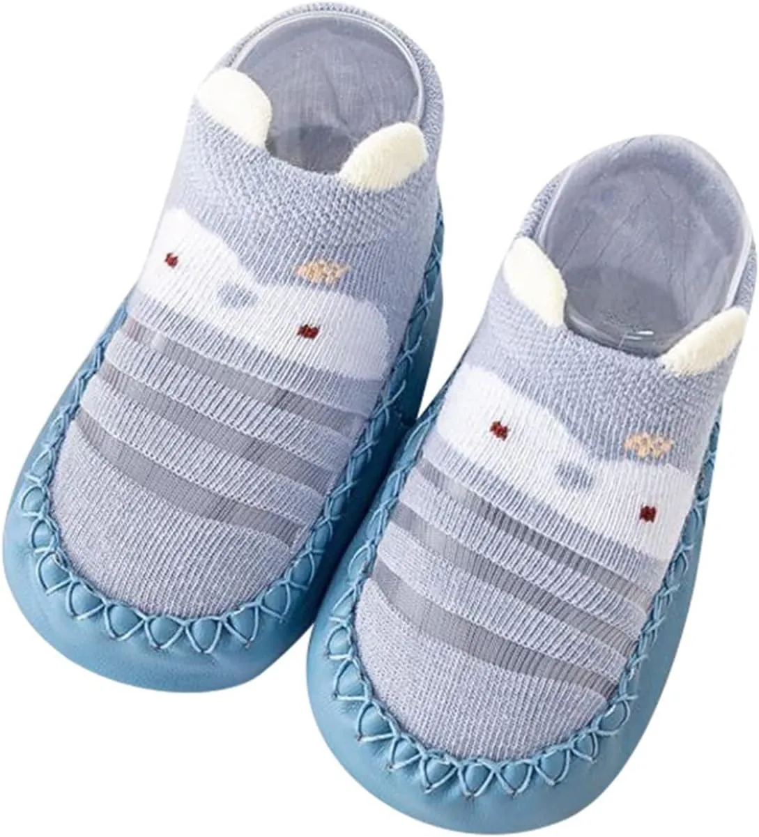 EnJoCho Infant Toddler Shoes Soft Sole Toddler Shoes Bow Glitter Sequins Non Slip Breathable Princess Shoes Kids Single Shoes (Blue, 6 Months)