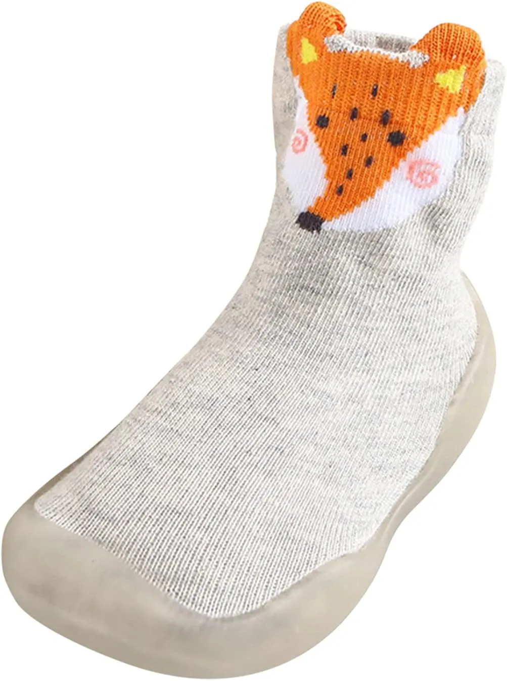 EnJoCho Non Slip Shoes for Toddler Baby Boys Girls Solid Warm Knit Soft Sole Rubber Shoes Slipper Stocking Soft Shoes Socks (Grey, 22)