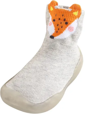 EnJoCho Non Slip Shoes for Toddler Baby Boys Girls Solid Warm Knit Soft Sole Rubber Shoes Slipper Stocking Soft Shoes Socks (Grey, 22)